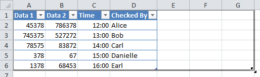 Table drag horizontally 