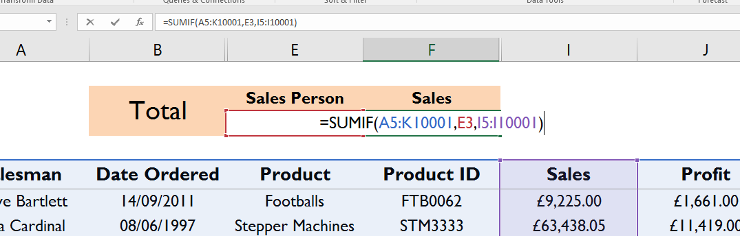 SUMIF formula