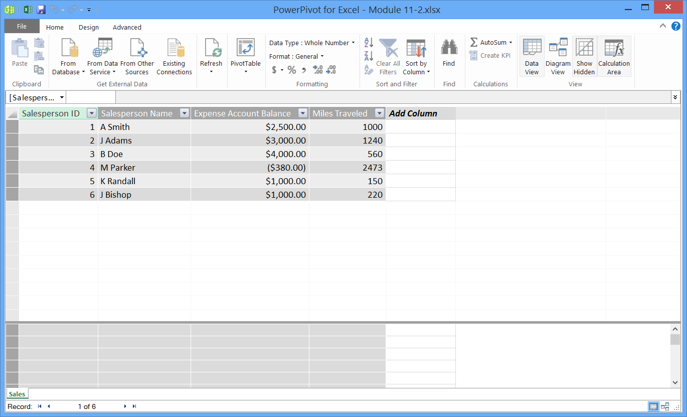 PowerPivot window