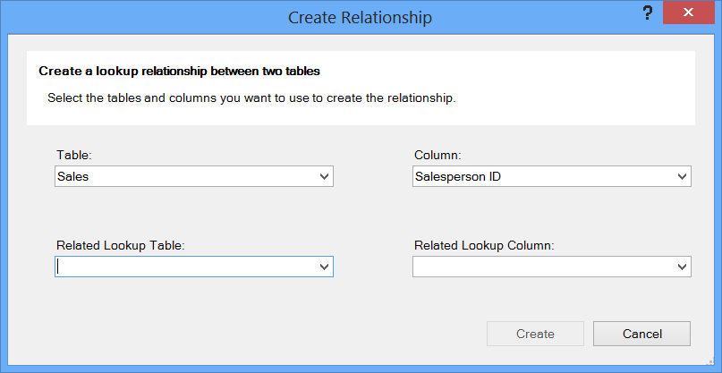 Create Relationship Dialog