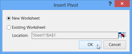 Insert Pivot dialog