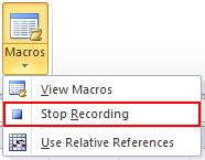 Stop Recording Menu Command