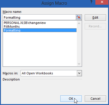 Assign Macro Dialog